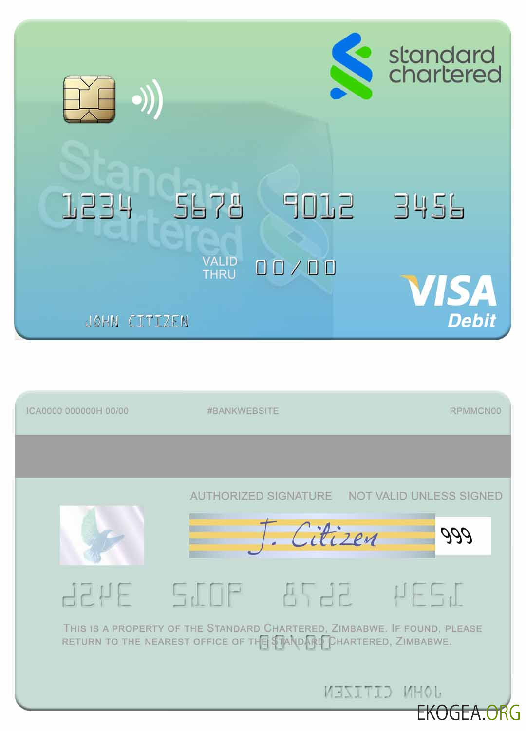 Carte de débit Visa Standard Chartered du Zimbabwe